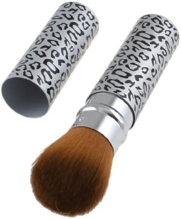 FOREVER YUNG Leopard Print Silver Tone Alloy Handle Cosmetic Retractable Brush