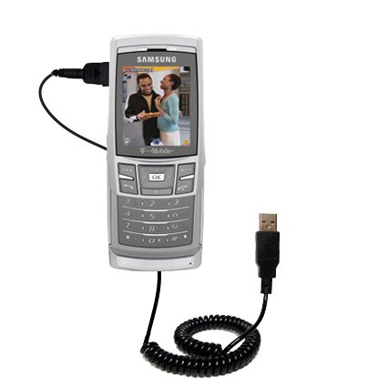 Coiled USB Cable for the Samsung T629 with Power Hot Sync and Charge capabilities - uses Gomadic TipExchange Technology