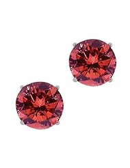 1.10 Ct Round Cognac Red SI1-SI2 Diamond 14K White Gold Stud Earrings