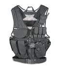 UAG Stealth Black Lightweight Edition Tactical Scenario Military-Hunting Assault Vest w/ Right Handed Quick Draw Pistol Holster