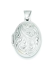 14K White Gold Domed Oval Locket Pendant Jewelry New