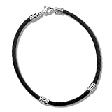 Sterling Silver Finestra Collection Leather Necklace by Zina, 17