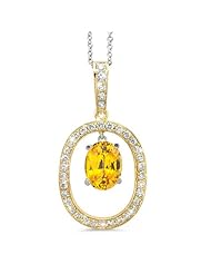 Large Duo Oval Diamond Pendant In 18K Yellow Gold With A 0.85 ct. Genuine Citrine Center Stone.