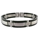 Stainless Steel Mens Bracelet w/ Diamond Accent & Black Plating (1/4 cttw), 8.25