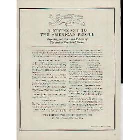 A Statement To The American People, Regarding the Aims and Policies of The British War Relief Society. ..... 1940 The British War Relief Society Ad, A3498A.