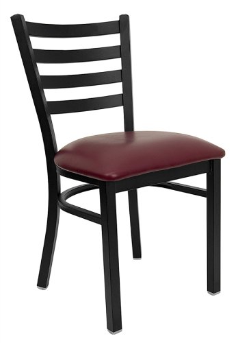 Hercules Restaurant Chair w Upholstered Seat - Set of 2 (Black Vinyl Upholstery)