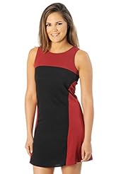 Above the Knee Colorblocking Tank Cotton/Georgette/Polyester/Knit  Dress