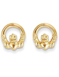 MadiK® 14k Yellow Gold Polished Irish Claddagh Post Stud Earrings