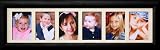 Multiple Opening ~ SIX ~ 2x3 Wallet BLACK Oak Photo Frame ~ Holds Six-2x3 Wallet Pictures ~ Laser Cut Cream Marble Mat