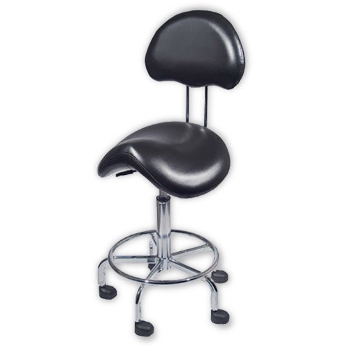 Black Contoured Saddle Stool with Back (SHIPS FREE WITH AMAZON PRIME!)
