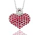 14k White Gold Prong Ruby Pave Diamond Heart Necklace