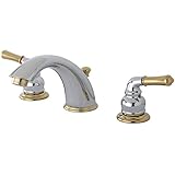 Kingston Brass KB964 Magellan II Widespread Lavatory Faucet 8-Inch to 16-Inch Centers 7-Inch Spout Reach, Polished Chrome and Polished Brass