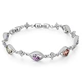 Pugster Eyes Colorful Crystal Round Clear Four-Leaf Clover Bracelet
