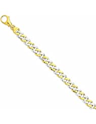 Genuine 14K Yellow Gold Two-Tone 7.85Mm Polished Fancy Link Bracelet 8 Inches 100% Satisfaction Guaranteed.