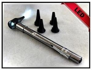 Third Generation Dr Mom Slimline Stainless LED Pocket Otoscope now includes True View Full Spectrum LED and Pocket Clip