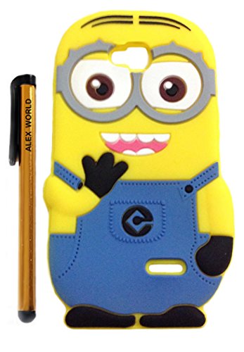 L90 Case, LG Optimus L90 Case, Cute Cartoon 3D Despicable Me Minion Soft Silicione Case Cover for LG Optimus L90 (Blue Two Eyes)