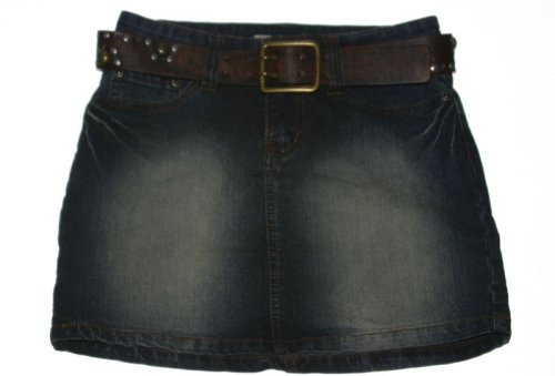 Girls Studded Jean Denim Belted Mini Short YMI Skirt