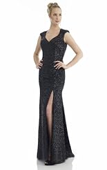 Chiffon/Taffeta/Tulle Beaded Lace Crystals Backless Crystal Applique Draped Slit  Dress