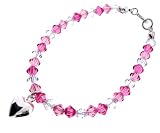 Chic A Boo Children's Heart Charm on Crystal Bracelet CB001, 6 Bracelet made from Light Rose, Rose and Clear Swarovski Crystals with Sterling Silver Heart Charm and fittings