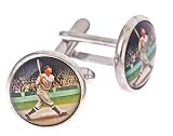 Silver plated 1920's Baseball player cufflinks with presentation box. Made in the U.S.A