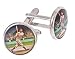 Silver plated 1920's Baseball player cufflinks with presentation box. Made in the U.S.A