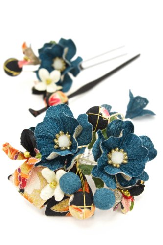 髪飾り3点セット 花 和柄 リボン [成人式/振袖/卒業式/袴/結婚式/着物/和装]