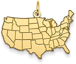 14k United States Map Charm,