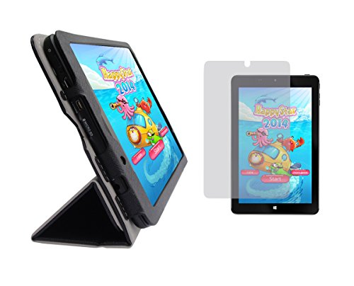 iShoppingdeals - Black Folding Folio Cover Skin Case and Clear Screen Protector for Insignia Flex 8