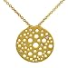 Matte Hollow Disc Pendant w/ Diamonds on Chain .04cttw