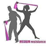 MEDIUM TENSION EXERCISE RESISTANCE BANDS - Home Gym Fitness Equipment. Ideal for Physical Therapy, Strength Workout, Theraband, Pilates, Beachbody, Yoga, Mat, Rehab, Seated | LATEX-FREE | 6.5ft
