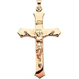 14K Rose Gold Crucifix Pendant - 39.00x25.00mm