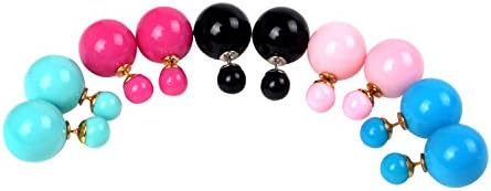 Ulike2 Hot Selling Noble Fashion Elegant Double Sided Pearl Earrings Ear Studs-5 Pairs
