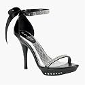 Monet-12, 4 1/4" Heel Rhinestone Imbedded Mini-Pf Ankle Strap Sandal: Size 6