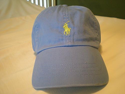 TC H-003 Polo Ralph Lauren Light BLUE Adjustable Baseball Cap Hat Electric Yellow Pony Adult One Size Fits All, Brand New with Tags Attached