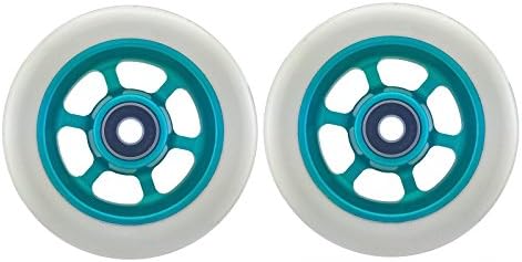 Metal Core 110mm Pro Scooter 2 Wheels with Abec 11 Bearings Installed Razor #wtp2 White on Teal MADE IN USA!