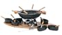 Trudeau Elite 3 in 1 Cast Iron Fondue Set with Bamboo Base, 26 Pieces
