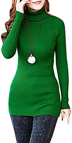 JVA Women's Casual Slim Fit Long Sleeve Knitted Round Neck Pullover SW46, Green X-Small