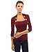 PattyBoutik Women Bolero Button Long Sleeve Blouse (Burgundy X-Large)