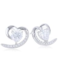 Sterling Silver Simulated Diamond Heart Shaped Stud Earrings