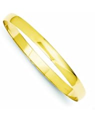 14K Gold 6mm Solid Polished Half-Round Slip-On Bangle