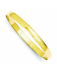 Genuine 14K Yellow Gold 6mm Solid Polished Half-Round Slip-On Bangle 13 Grams Of Gold 100% Satisfaction Guaranteed.