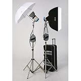 JTL DL-600 Mobilight Soft Box Kit with 2 Mobilight 301, 300ws AC/DC Powered Monolights, Light Stands, Umbrella, Softbox and Wheeled Carry Case