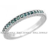 0.20ct Fancy-Blue Diamond Wedding Band 14k White Gold Antique Style