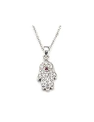 Silver CZ Eye Hamsa Necklace - Gold Plated Silver