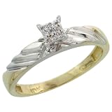 10k Gold Diamond Engagement Ring, w/ 0.06 Carat Brilliant Cut Diamonds, 1/8in. (3.5mm) wide, Size 8