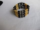 Hairpipe Wristband Brass Glass Black Beads