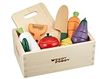 Wishtime ベジタブルとフルーツ積み木セット 9点セット 切れる 木箱付き おままごと ごっこ遊び 木製 木のおもちゃ ブロック 知育 玩具