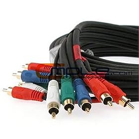 25 ft Component Video Audio Cable 5-RCA HDTV Gold 25ft