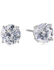 Platinum-Plated Sterling Silver 3 Carat Round Cubic Zirconia Stud Earrings