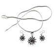 Valentines Day Gift Silver Garnet Pendant and Earrings